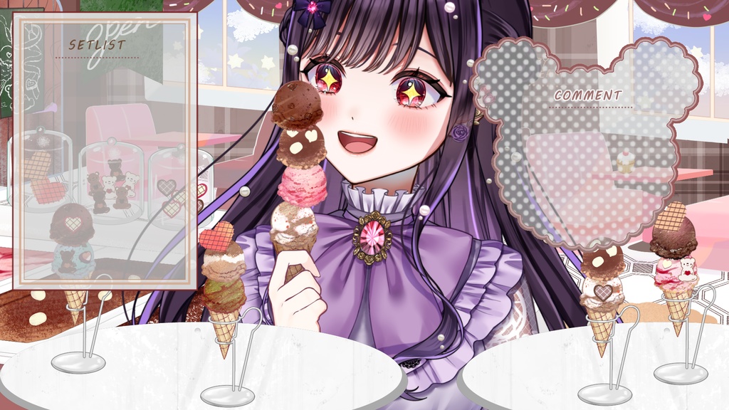 【Vtuber配信向け】チョコレートアイスクリームショップ配信用背景