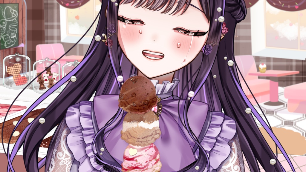 【Vtuber配信向け】チョコレートアイスクリームショップ配信用背景