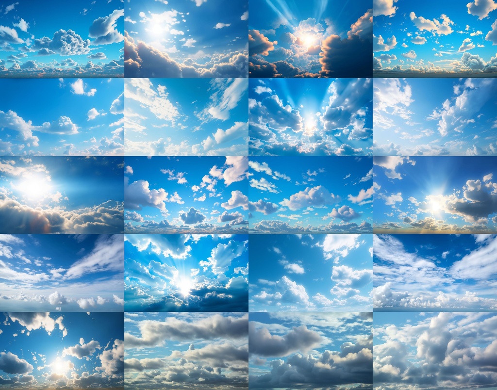 【合計222枚】青空54枚、茜空67枚、曇空50枚、夜空51枚 空と雲の背景画像集【著作権フリー】