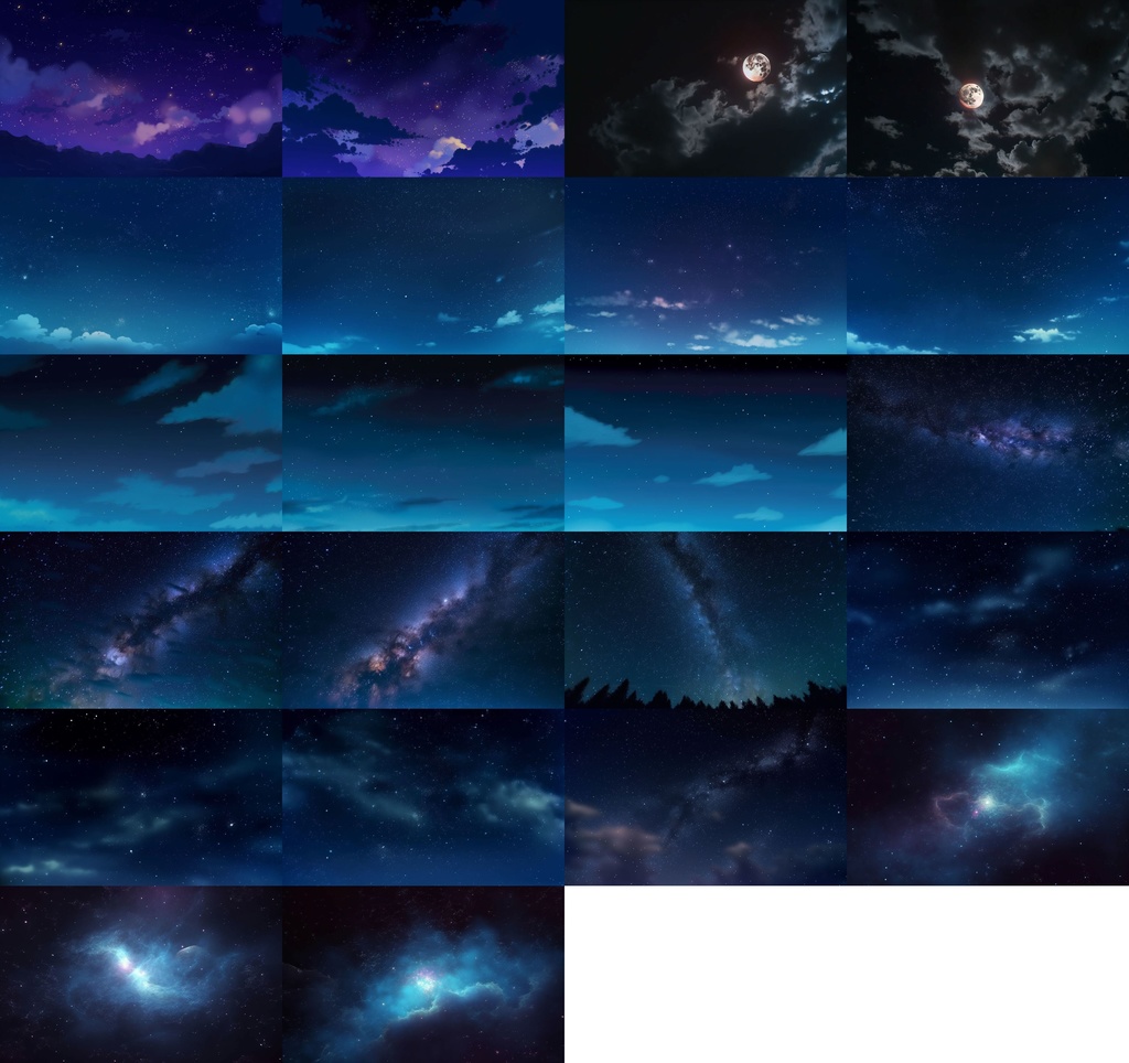 【合計222枚】青空54枚、茜空67枚、曇空50枚、夜空51枚 空と雲の背景画像集【著作権フリー】