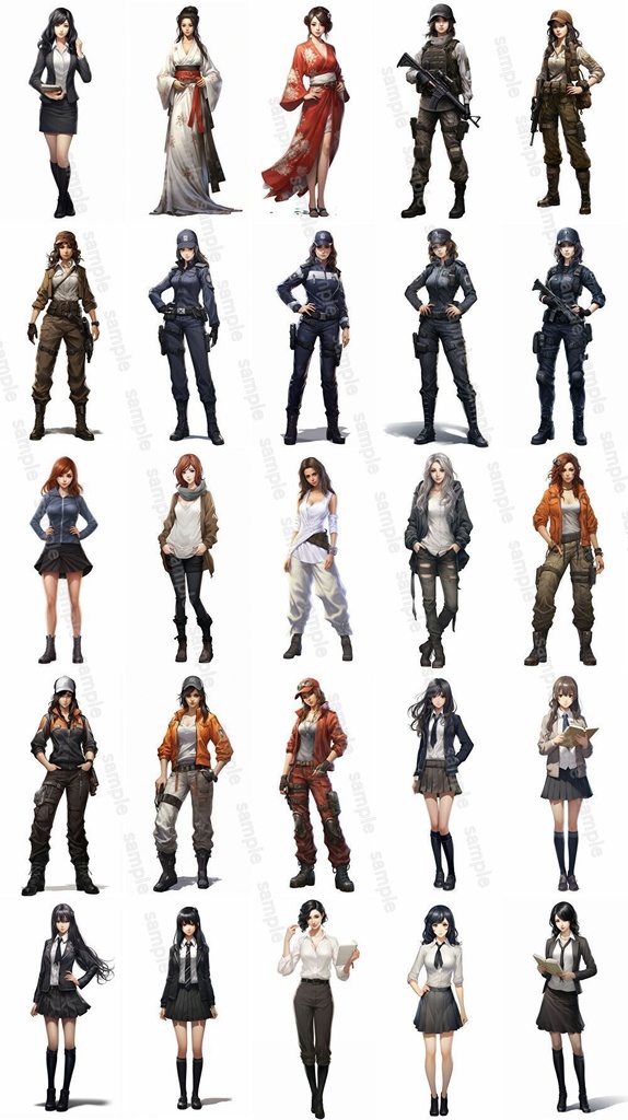 【合計168枚】男女x職業別立ち絵画像集【著作権フリー】