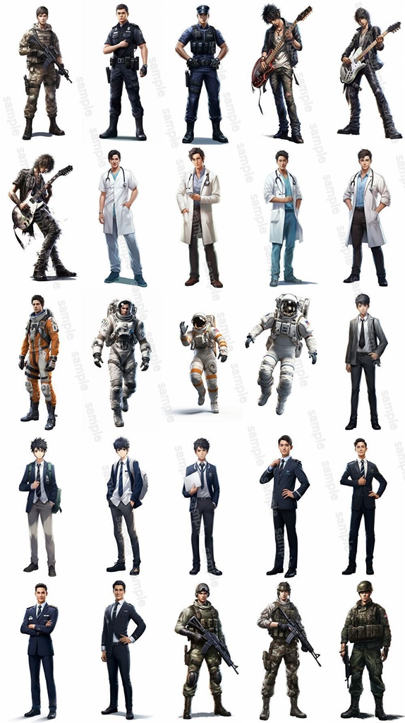 【合計168枚】男女x職業別立ち絵画像集【著作権フリー】