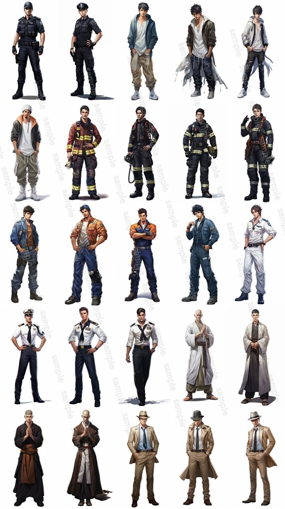 【合計168枚】男女x職業別立ち絵画像集【著作権フリー】