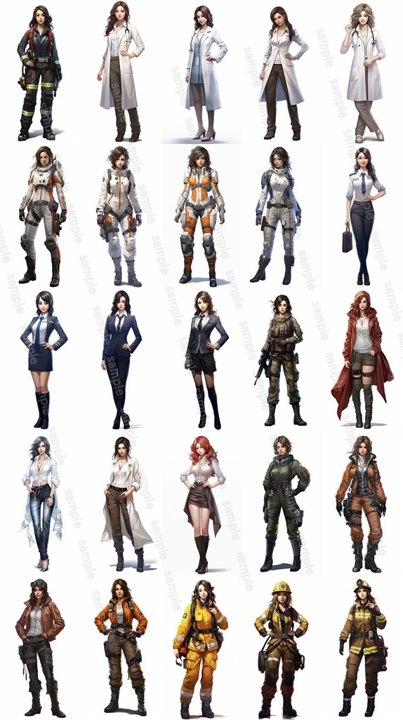 【合計168枚】男女x職業別立ち絵画像集【著作権フリー】