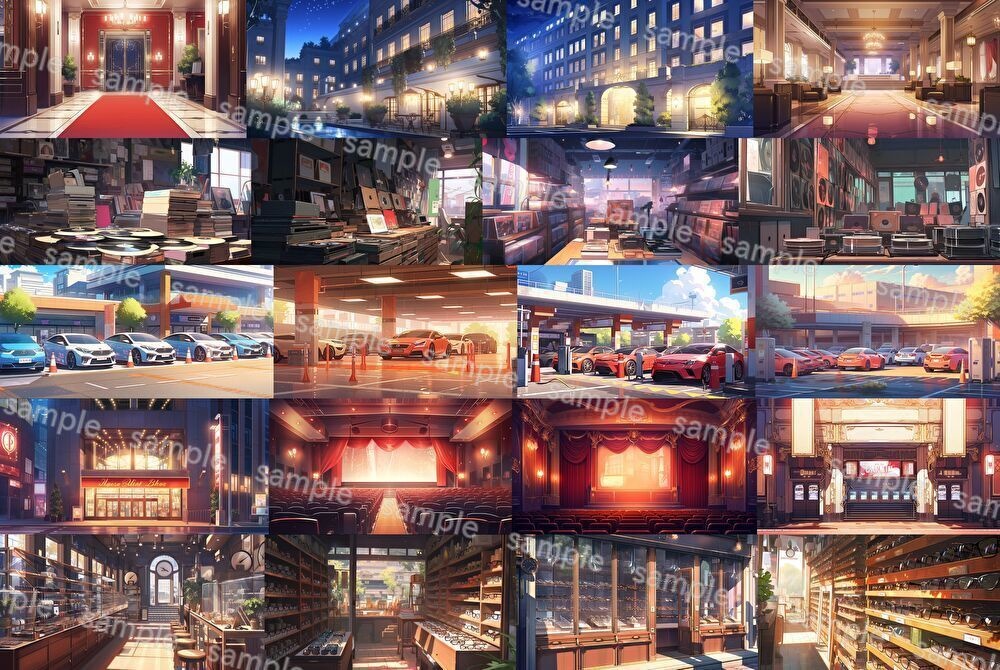 【合計118枚】現代街中の風景イラスト背景画集【著作権フリー】