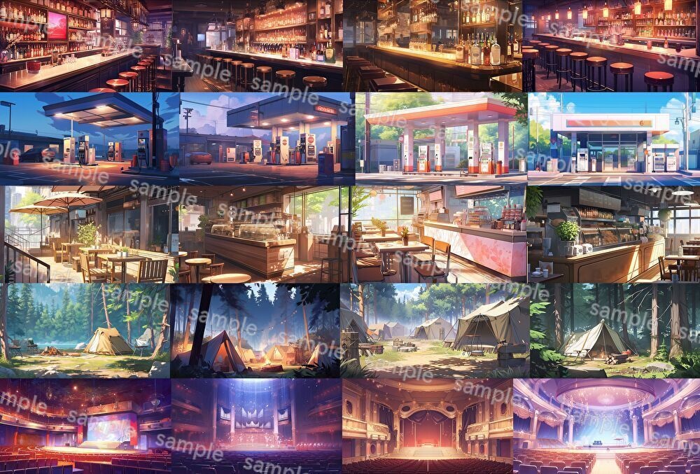 【合計118枚】現代街中の風景イラスト背景画集【著作権フリー】