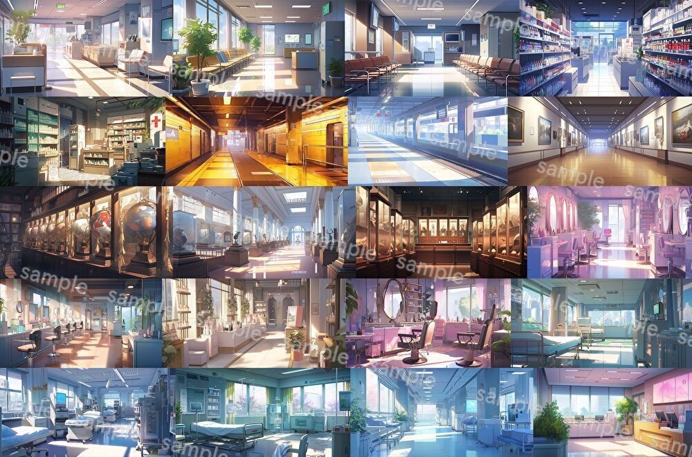 【合計118枚】現代街中の風景イラスト背景画集【著作権フリー】