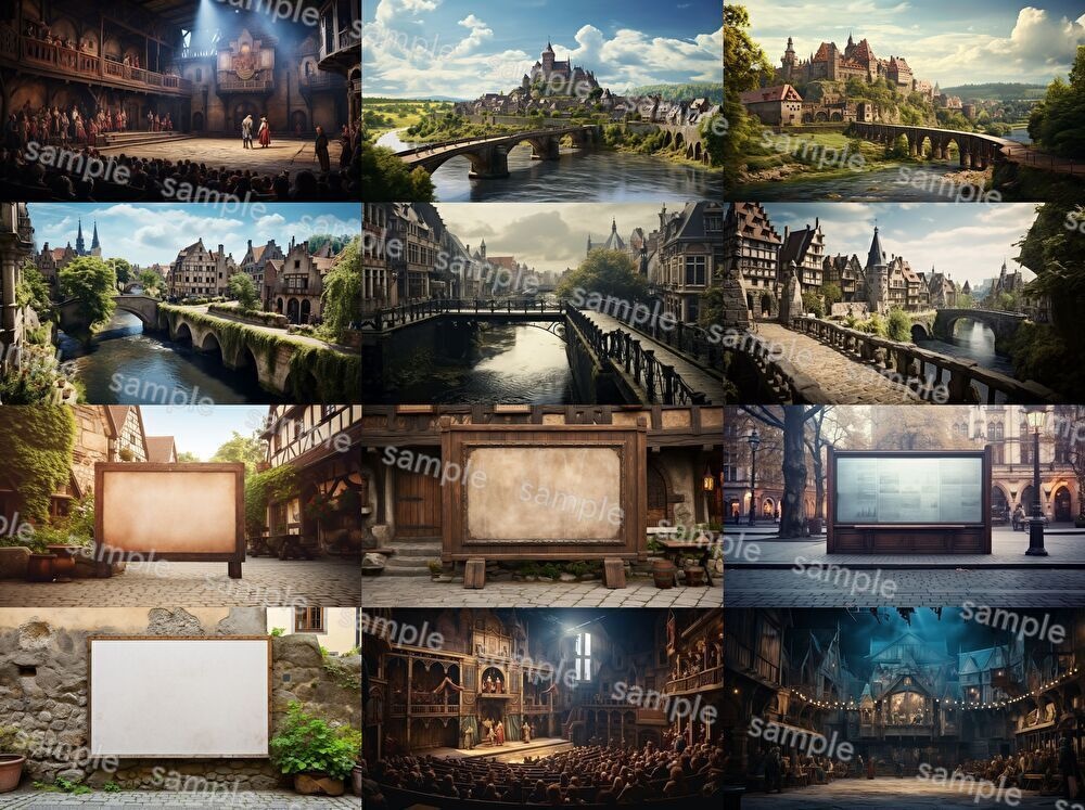 【合計204枚】中世ファンタジー_リアルイラスト背景画集_街中ver【著作権フリー】