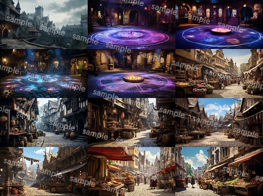 【合計204枚】中世ファンタジー_リアルイラスト背景画集_街中ver【著作権フリー】