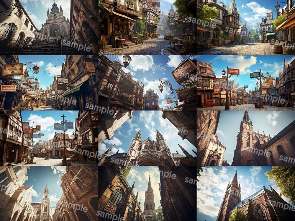 【合計204枚】中世ファンタジー_リアルイラスト背景画集_街中ver【著作権フリー】
