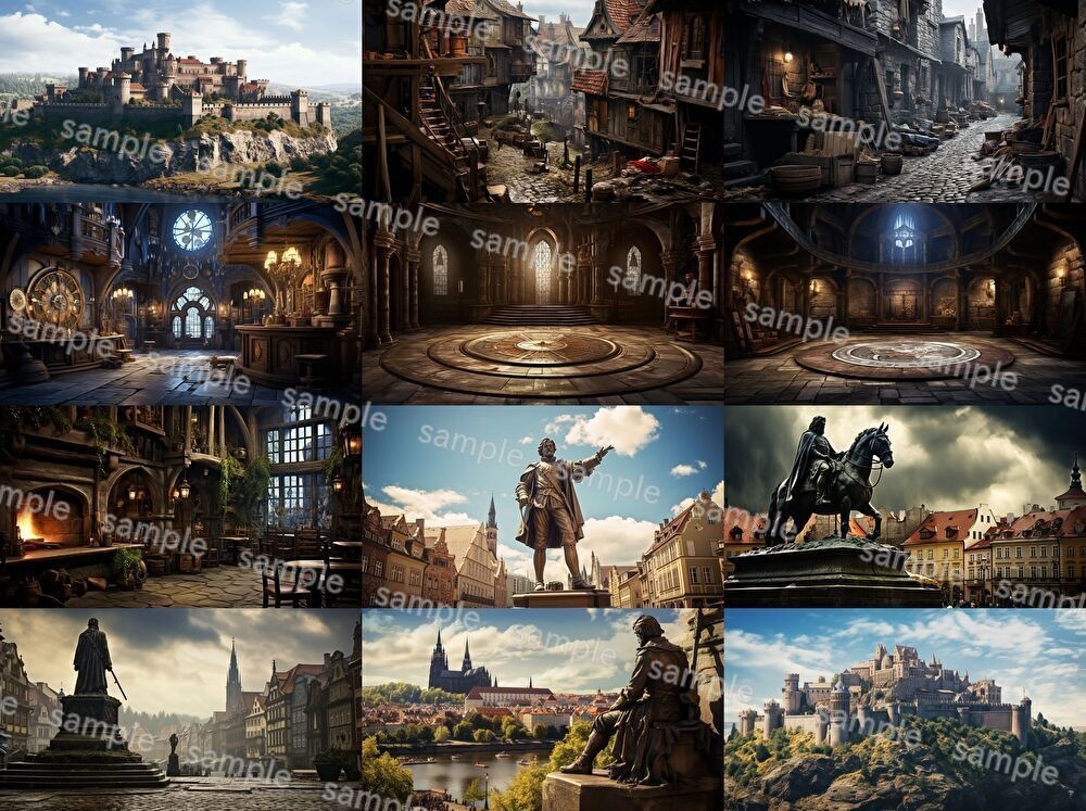 【合計204枚】中世ファンタジー_リアルイラスト背景画集_街中ver【著作権フリー】