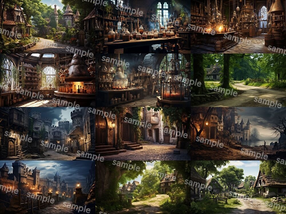 【合計204枚】中世ファンタジー_リアルイラスト背景画集_街中ver【著作権フリー】