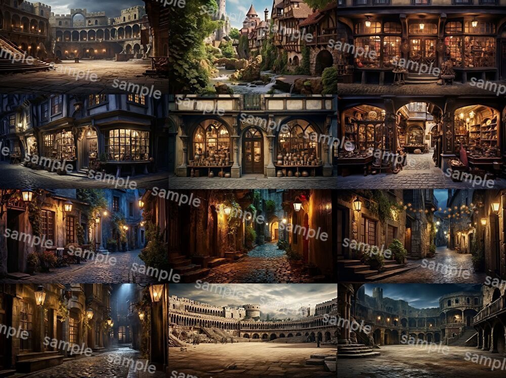 【合計204枚】中世ファンタジー_リアルイラスト背景画集_街中ver【著作権フリー】