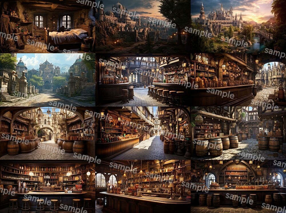 【合計204枚】中世ファンタジー_リアルイラスト背景画集_街中ver【著作権フリー】