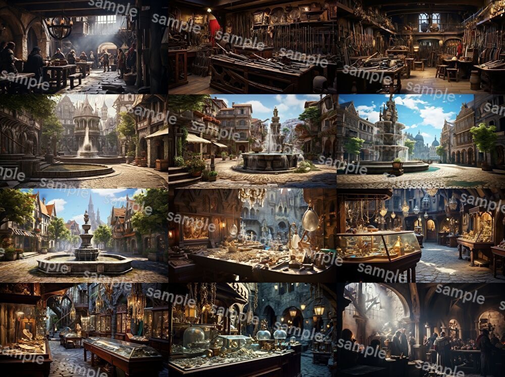【合計204枚】中世ファンタジー_リアルイラスト背景画集_街中ver【著作権フリー】