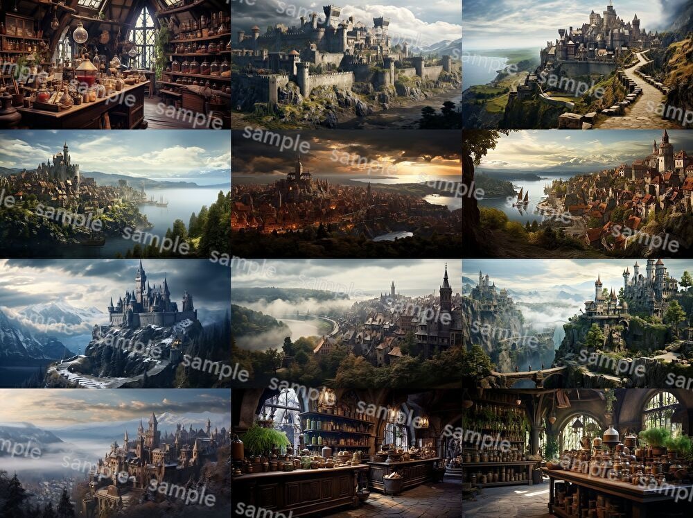 【合計204枚】中世ファンタジー_リアルイラスト背景画集_街中ver【著作権フリー】