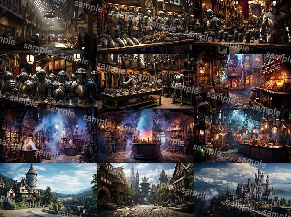 【合計204枚】中世ファンタジー_リアルイラスト背景画集_街中ver【著作権フリー】