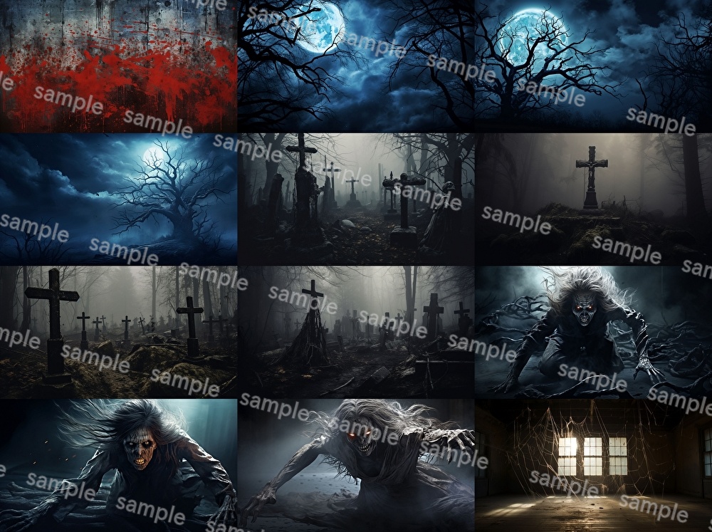 【合計108枚】ホラー関連_リアルイラスト画集【著作権フリー】