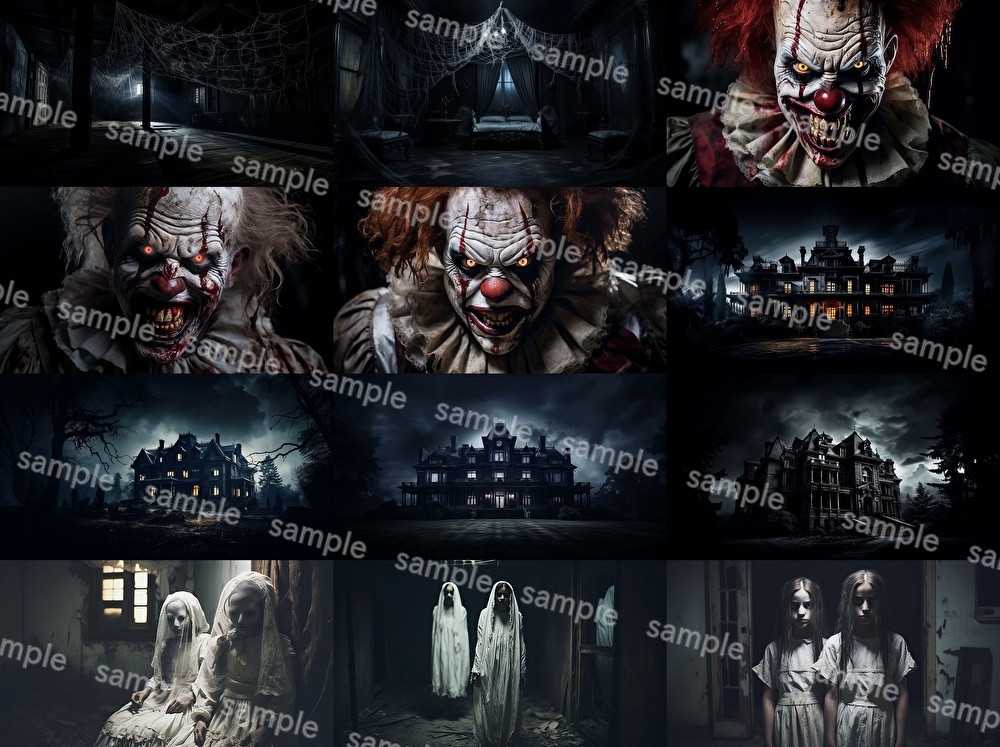 【合計108枚】ホラー関連_リアルイラスト画集【著作権フリー】