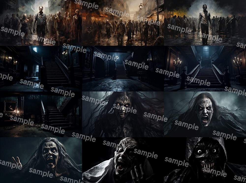 【合計108枚】ホラー関連_リアルイラスト画集【著作権フリー】