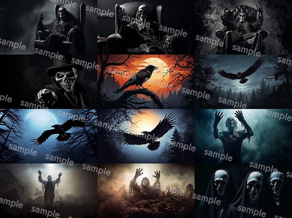 【合計108枚】ホラー関連_リアルイラスト画集【著作権フリー】