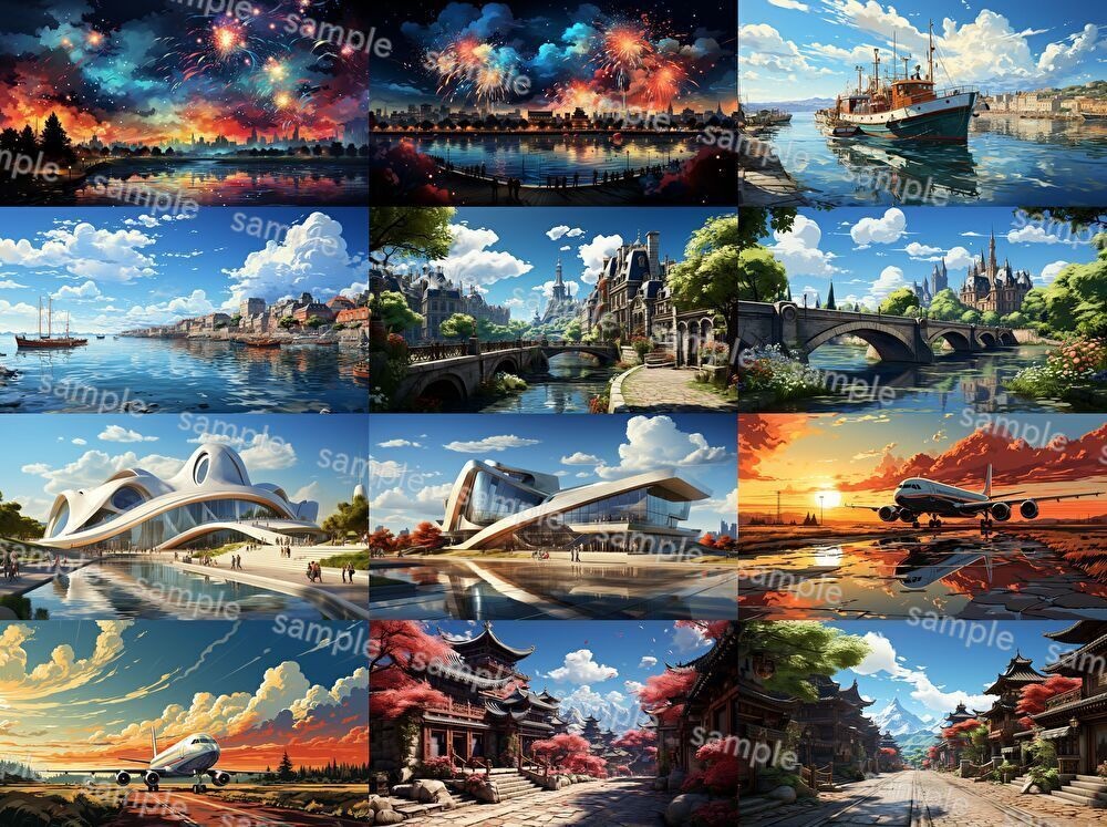 【合計126枚】街中の風景_イラスト背景画集【著作権フリー】