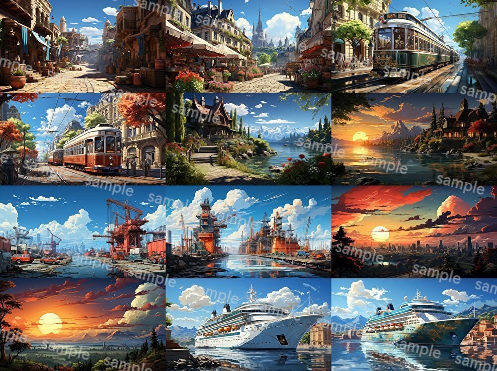 【合計126枚】街中の風景_イラスト背景画集【著作権フリー】