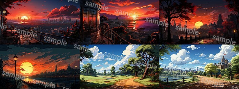 【合計126枚】街中の風景_イラスト背景画集【著作権フリー】