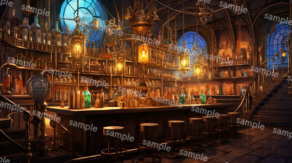 【16種x各4枚=合計64枚】バー店内の背景画_BAR店内風景【著作権フリー】