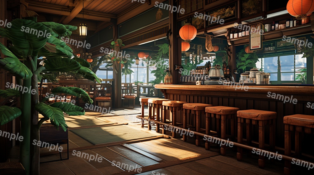 【16種x各4枚=合計64枚】バー店内の背景画_BAR店内風景【著作権フリー】