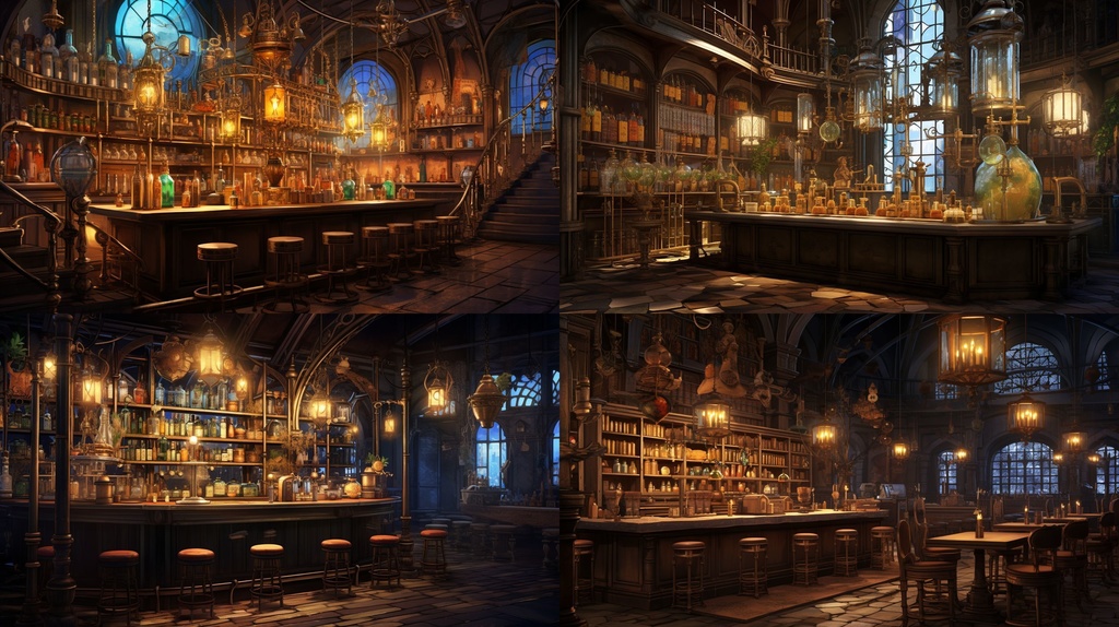 【16種x各4枚=合計64枚】バー店内の背景画_BAR店内風景【著作権フリー】