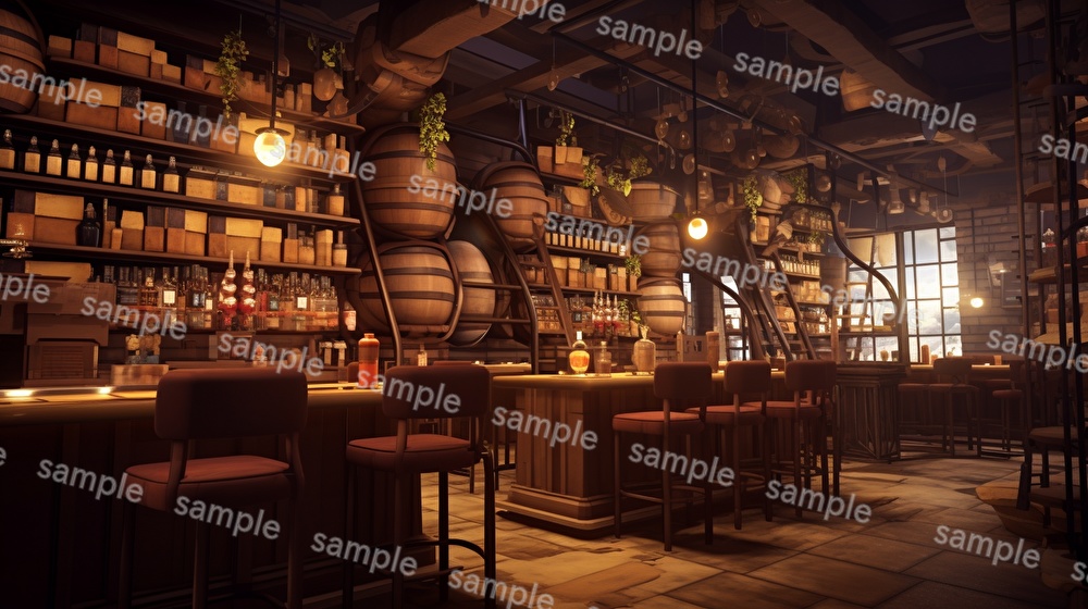 【16種x各4枚=合計64枚】バー店内の背景画_BAR店内風景【著作権フリー】