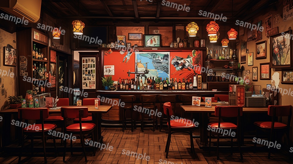 【16種x各4枚=合計64枚】バー店内の背景画_BAR店内風景【著作権フリー】