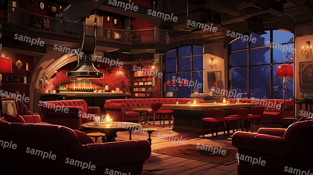 【16種x各4枚=合計64枚】バー店内の背景画_BAR店内風景【著作権フリー】