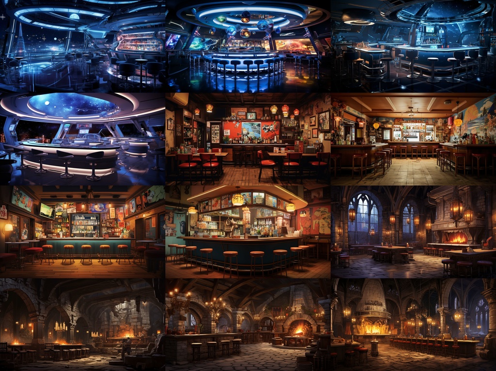 【16種x各4枚=合計64枚】バー店内の背景画_BAR店内風景【著作権フリー】