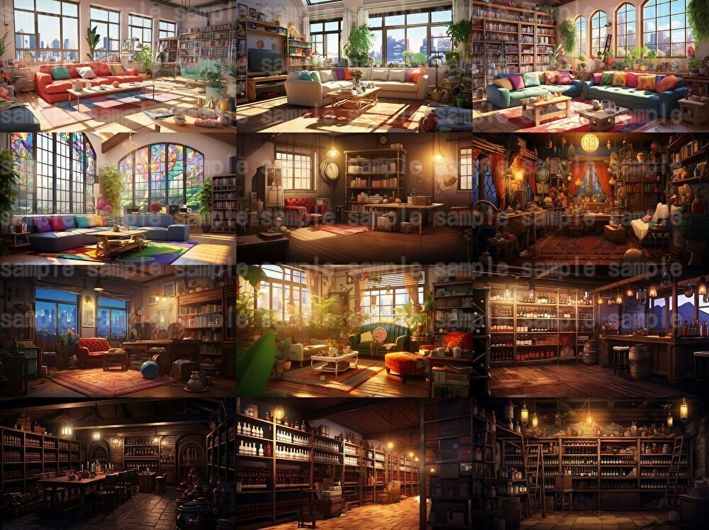 【合計204枚】いろんな室内イラスト背景画集【著作権フリー】部屋の中