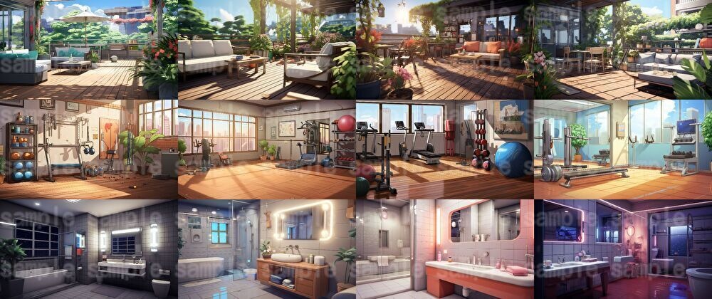 【合計204枚】いろんな室内イラスト背景画集【著作権フリー】部屋の中