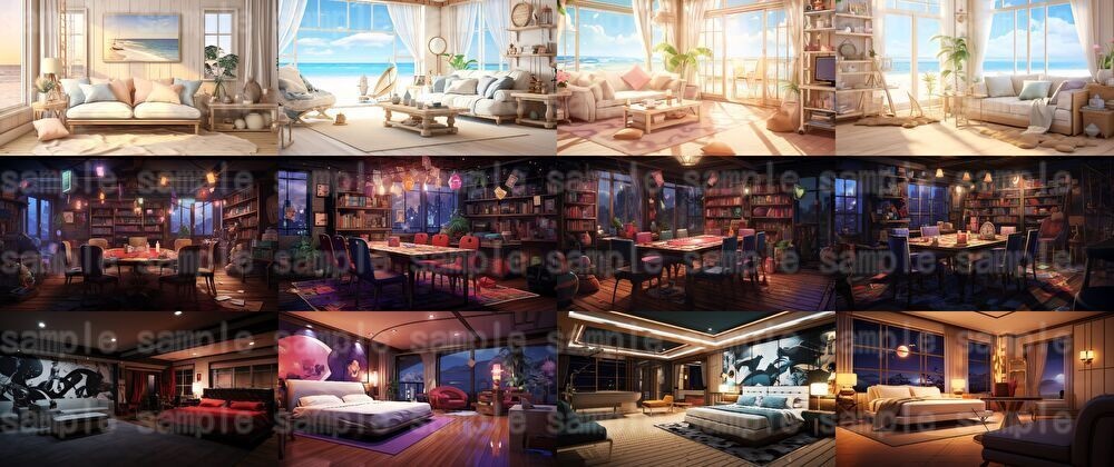 【合計204枚】いろんな室内イラスト背景画集【著作権フリー】部屋の中