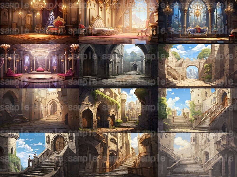 【合計133枚】お城関連のイラスト背景画集【著作権フリー】ファンタジーRPG背景素材