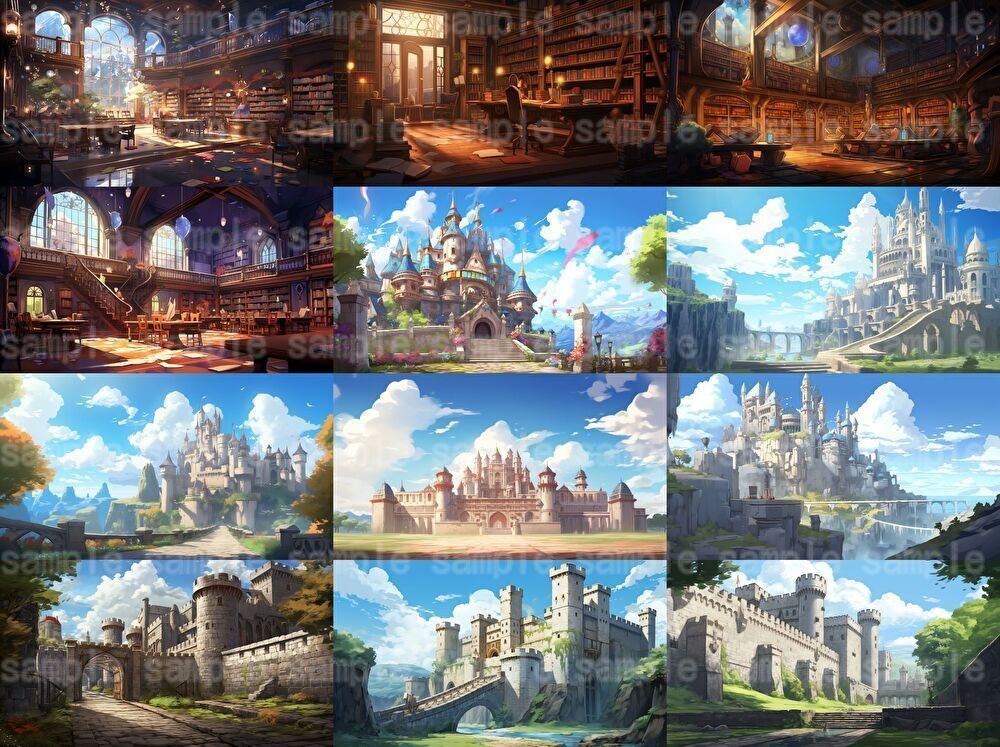 【合計133枚】お城関連のイラスト背景画集【著作権フリー】ファンタジーRPG背景素材