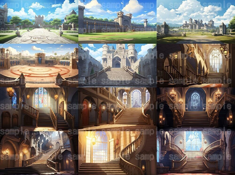 【合計133枚】お城関連のイラスト背景画集【著作権フリー】ファンタジーRPG背景素材