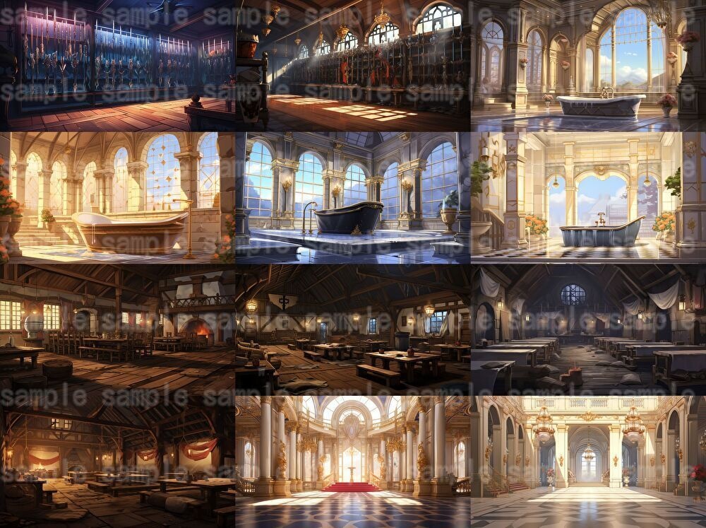 【合計133枚】お城関連のイラスト背景画集【著作権フリー】ファンタジーRPG背景素材