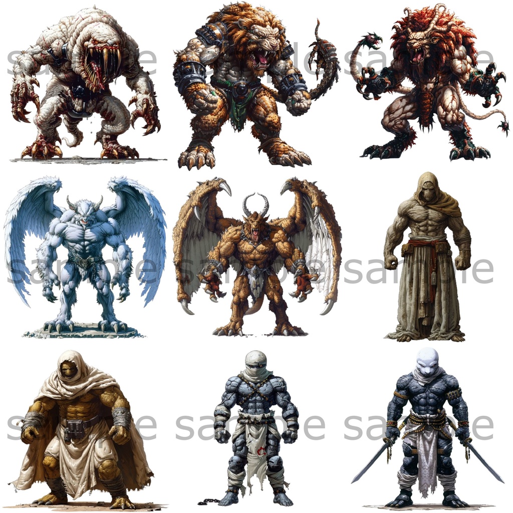 【全104種類】RPG敵キャラ イラスト立ち絵素材 モンスター/TRPG/モブ/アイコン/挿絵