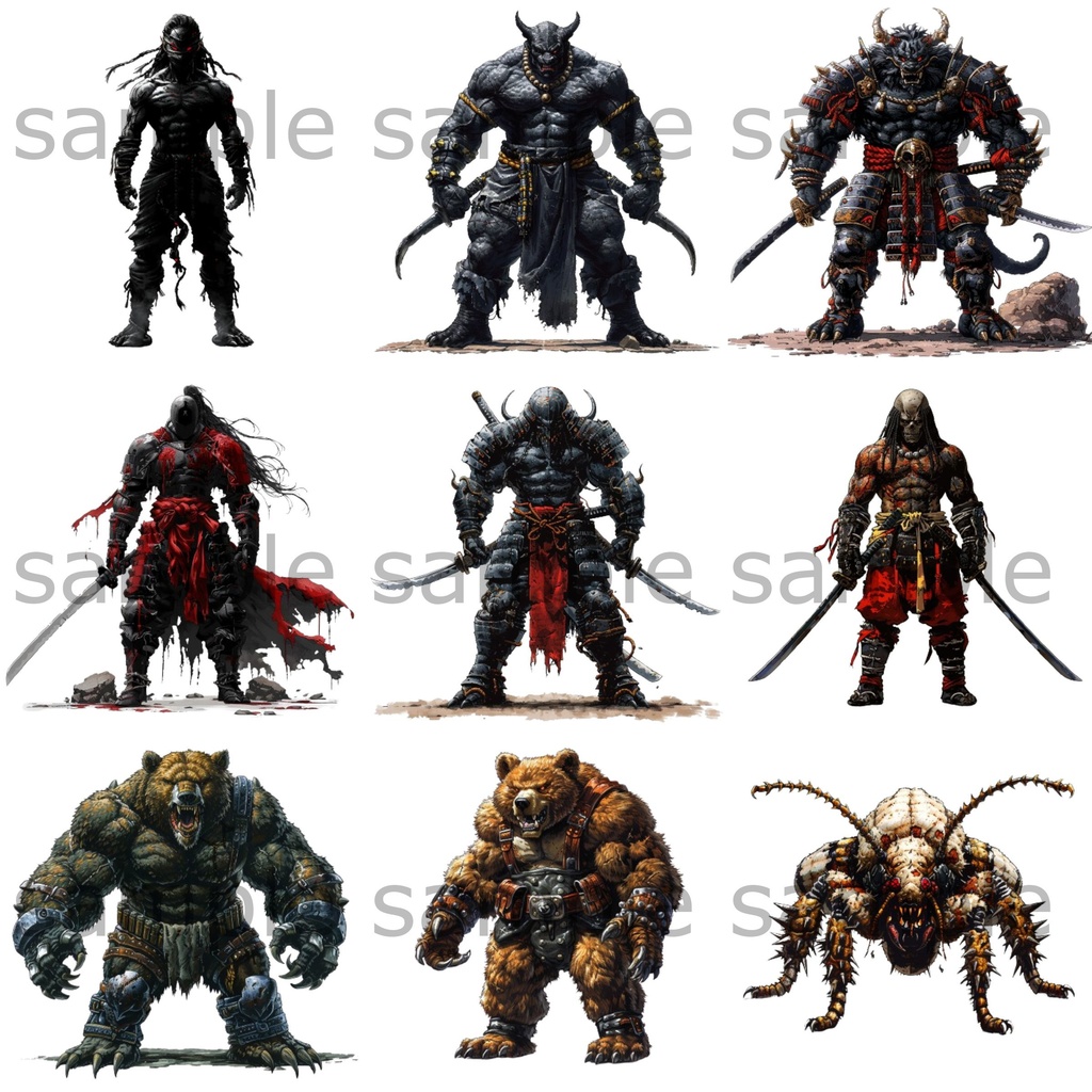 【全104種類】RPG敵キャラ イラスト立ち絵素材 モンスター/TRPG/モブ/アイコン/挿絵