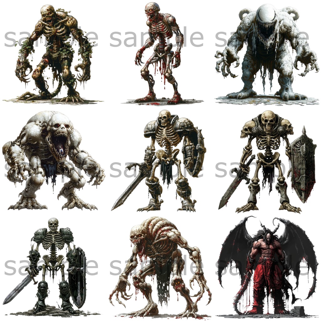 【全104種類】RPG敵キャラ イラスト立ち絵素材 モンスター/TRPG/モブ/アイコン/挿絵