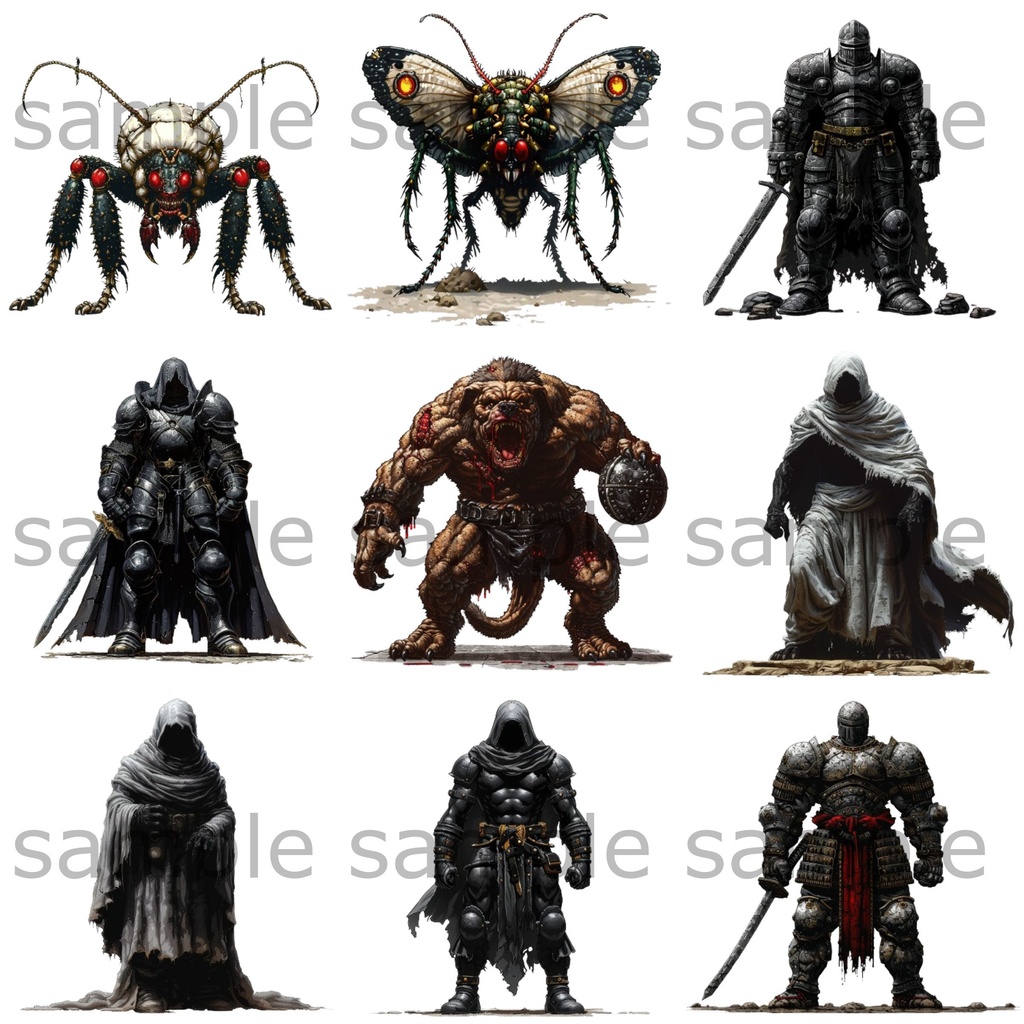 【全104種類】RPG敵キャラ イラスト立ち絵素材 モンスター/TRPG/モブ/アイコン/挿絵