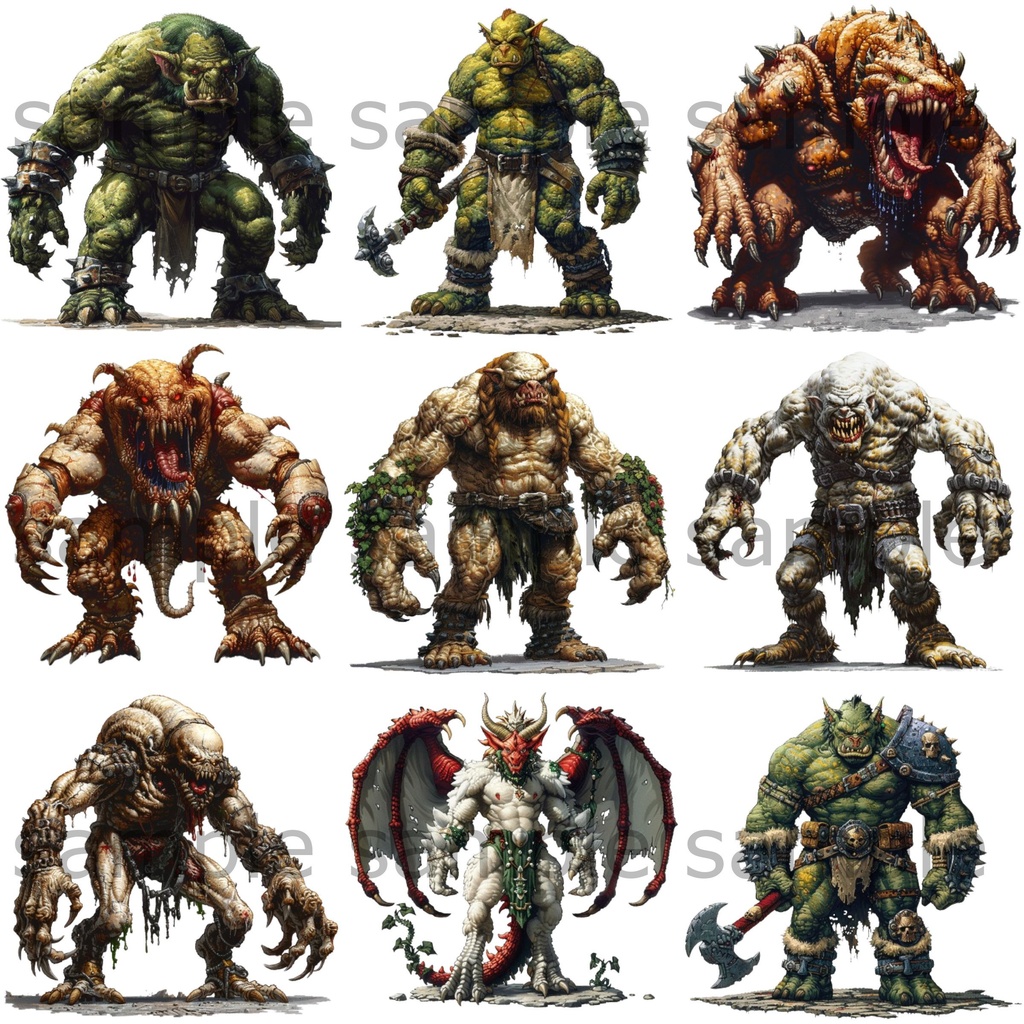 【全104種類】RPG敵キャラ イラスト立ち絵素材 モンスター/TRPG/モブ/アイコン/挿絵