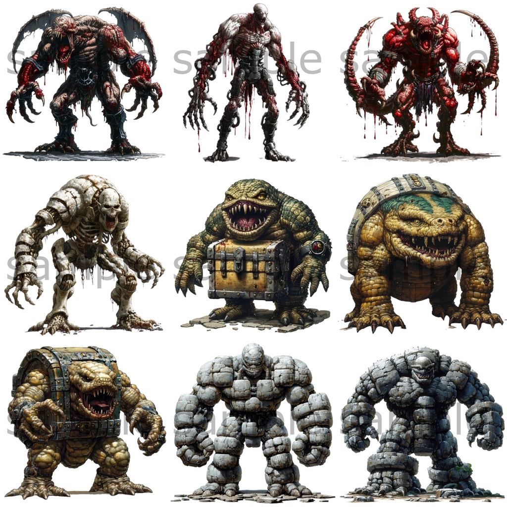 【全104種類】RPG敵キャラ イラスト立ち絵素材 モンスター/TRPG/モブ/アイコン/挿絵