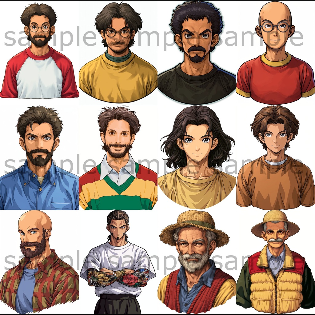 【全260枚】男女の上半身イラスト 背景透過/PNG/ゲーム/TRPG/挿絵/動画素材