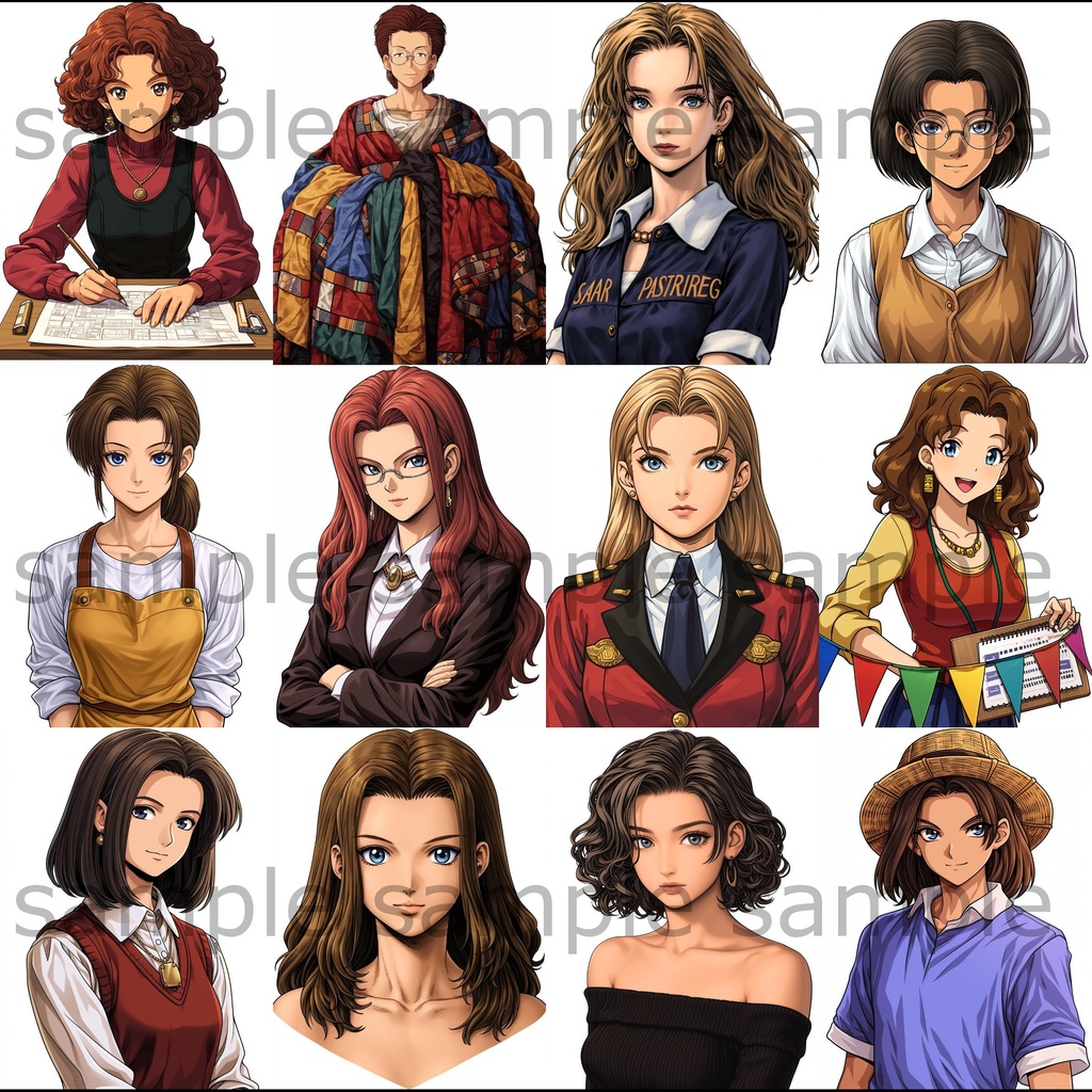 【全260枚】男女の上半身イラスト 背景透過/PNG/ゲーム/TRPG/挿絵/動画素材